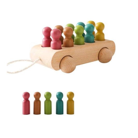 Montessori Wooden Beech Trolley Toy for Baby-Trenzil