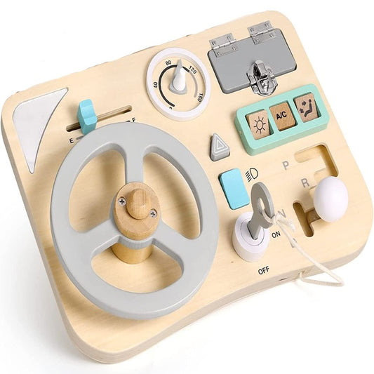 Wooden Steering Wheel Learning Board for Toddlers-Trenzil